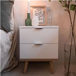Finori Mesa de cabeceira Göteborg 60 branco e carvalho sonoma