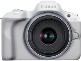 Kit Máquina Fotográfica CANON EOS R50 WHITE + RF-S 18-45MM SILVER (Encaixe: Canon RF - Abertura: F4.5-6.3)