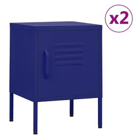 vidaXL Mesas de cabeceira 2 pcs 35x35x51 cm aço azul-marinho
