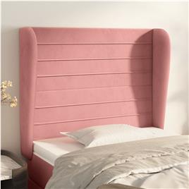 vidaXL Cabeceira de cama c/ abas veludo 93x23x118/128 cm rosa