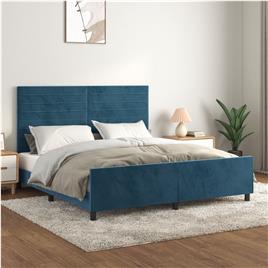 vidaXL Estrutura de cama c/ cabeceira 180x200 cm veludo azul-escuro