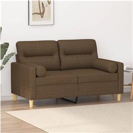 vidaXL Sofá 2 lugares c/ almofadas e almofadões 120 cm tecido castanho