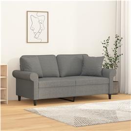 vidaXL Sofá 2 lugares + almofadas/almofadões 140cm tecido cinza-escuro