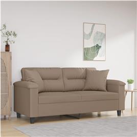 vidaXL Sofá 2 lugares c/ almofadões 140cm microfibra cinza-acastanhado
