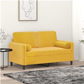 vidaXL Sofá 2 lugares c/ almofadas/almofadões 120 cm veludo amarelo