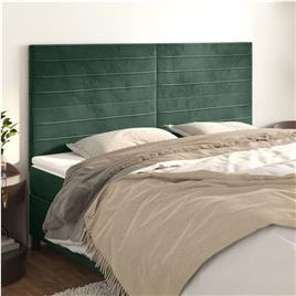 vidaXL Cabeceira de cama 4 pcs veludo 90x5x78/88 cm verde-escuro
