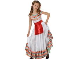 Fato de Menina DISFRAZZES Mexicana Riscas Coloridas Branco (Tam: 5 a 6 anos)
