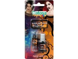Acessórios de Halloween DISFRAZZES Conjunto de Verniz e Batom Preto