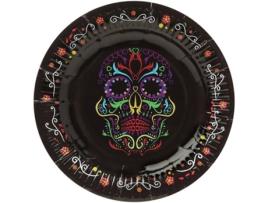 Decorações de Halloween DISFRAZZES Pratos Dia dos Mortos (6 Un - 17 cm)