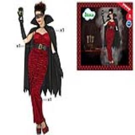 Fantasia para Adultos Vampira com capa Preta (3 Pcs) - M/L