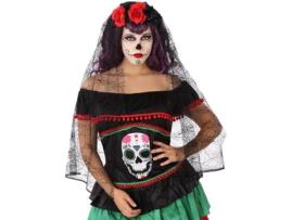 Véu  Preto Com Rosas Do Dia Dos Mortos