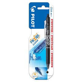 PILOT Esferográfica de Gel Retrátil FriXion Ball Clicker, Ponta Fina, Corpo Preto com Pega, Tinta Preta