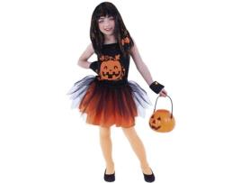Fato de Menina  Abobrinha Com Tutu Laranja E Preto (Tam: 5 a 7 anos)