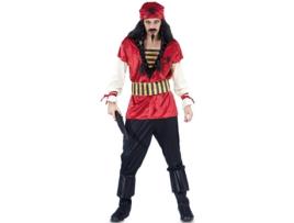Fato de Homem  Pirata Vermelho Com Caveira (Tam: M/L)