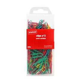 Staples Clipes de Papel Nº. 2, 26 mm, Cores Sortidas, Embalagem de 300 Unidades