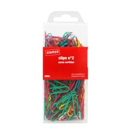 Staples Clipes de Papel Nº. 2, 26 mm, Cores Sortidas, Embalagem de 300 Unidades