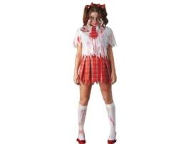 Fato de Mulher  Estudante Zombie Vermelha (Tam: S)