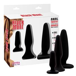 PACOTE 3 KIT TRAIMER PLUG ANAL SILICONE PRETO