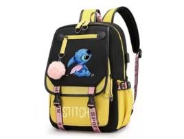 Mochila de ponto de mochila mochila de ponto de estudante mochila de ponto de escola USB mochila de carga de 16 polegadas amarelo