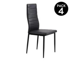 Conjunto de 4 Cadeiras DUEHOME (Preto - Polipele, Metal - 44 cm x 98 cm x 43 cm)