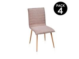 Conjunto de 4 Cadeiras DUEHOME (Bege - Tecido, Madeira - 53 cm x 87 cm x)