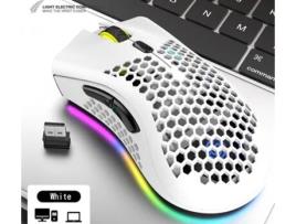 Viper Bm600 Leve Buraco Oco Carregando Jogo De Mouse Sem Fio Brilhante Rgb Computador Branco
