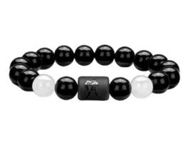 Pulseira ZENDRO Onyx Constellation Aquário (Missanga - Preto - 18 a 20 cm)