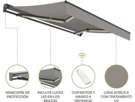 Toldo Completo com Motor SMARTSUN Tela Acrílica (Cinzento - 3x2m)