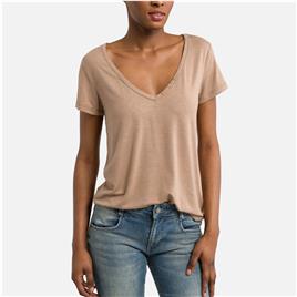 Freeman T. Porter T-shirt com decote em V, mangas curtas, logótipo atrás