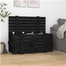 vidaXL Caixa de arrumação 91x40,5x42 cm madeira de pinho maciça preto
