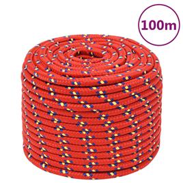 vidaXL Corda de barco 12 mm 100 m polipropileno vermelho