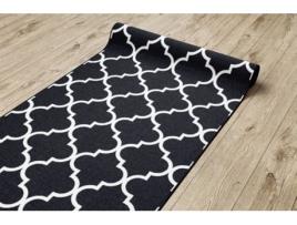 Passadeira Base Antideslizante Trevo Marroquino 80 cm Preto Trellis 30350