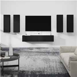 vidaXL Conjunto móveis de TV 6 pcs madeira processada preto