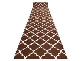 Passadeira Base Antideslizante Trevo Marroquino Castanho Trellis 110 cm 30351