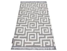Tapete Maroc P655 Labirinto, Grego Cinzento/Branco Franjas Berbere Marroquino Shaggy (200 x 290 cm)