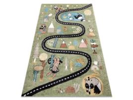 Tapete Fun Route Para Crianças, Rua, Animais Verde (140 x 190 cm)