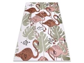 Tapete Fun Flami Para Crianças Flamingos Creme (200 x 290 cm)