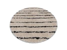 Tapete Fluffy 2371 Circulo Shaggy Listras - Creme/Antracite (circulo 120 cm)