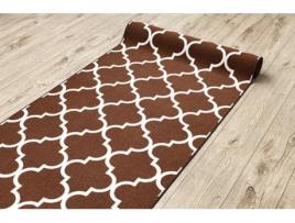 Passadeira Base Antideslizante Trevo Marroquino Castanho Trellis 100 cm 0351