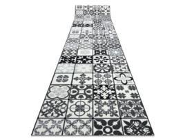 Alcatifa Do Corredor com Reforço de Borracha Azulejo Patchwork, Lisbon Tiles Cinzento / Preto (100 x 1150 cm)