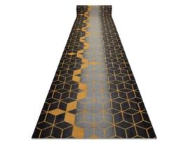 Alcatifa Do Corredor com Reforço de Borracha 120 cm Heksagon Hexágono Preto / Ouro