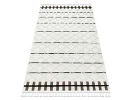 Tapete Sevilla Y611A Treliça, Diamantes Castanho/Branco Franjas Berbere Marroquino Shaggy (240 x 330 cm)
