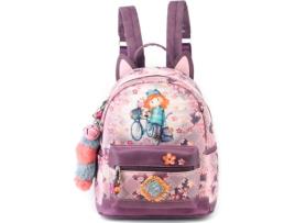 Mochila  Ninette Roxo e Rosa (27x32x18cm)