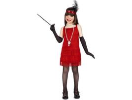 Fato de Menina  Charleston Franjas Vermelho (Tam: 7 a 9 anos)