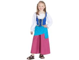 Fato de Menina  Camponesa Medieval Azul E Roxo (Tam: 7 a 9 anos)