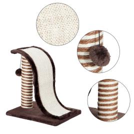PawHut Árvore Arranhador para Gatos tipo Centro de Atividades com Coluna de Sisal Natural e Bola para Brincar e Arranhar - Cor: Castanho e Creme – 35 x 30 x 39 cm