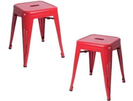 Pack 2 Bancos  Torix (Vermelho - 40 x 45 x 40 cm - Aço Reforçado)