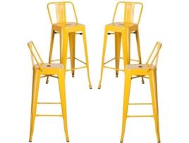 Pack 4 Bancos  Torix (Amarelo - 43 x 100 x 43 cm - Aço Reforçado)