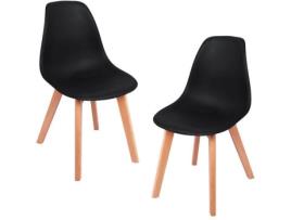 Pack 2 Cadeiras  Kelen (Preto - 47 x 82 x 53 cm - Polipropileno - Madeira)