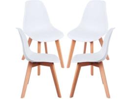 Pack 4 Cadeiras  Kelen (Branco - 47 x 82 x 53 cm - Polipropileno - Madeira)